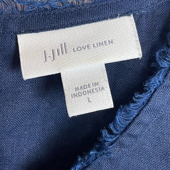 J. Jill Love Linen Blue Everyday Tunic Fridge Trim Size L Lagenlook - Picture 6 of 8